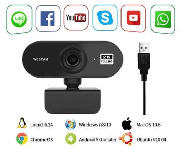Webcam 2K laptop USB microfoon PC Quad HD autofocus *geen fu, Verzenden, Nieuw