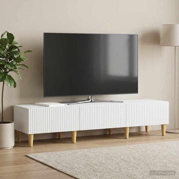 vidaXL TV-kast met lade Wit 147 x 34,5 x 30 cm Bewerkt hout, Minder dan 50 cm, Verzenden, Nieuw, Minder dan 100 cm