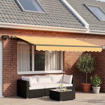 vidaXL Uitschuifbare luifel Zand 500 × 300 cm Stof en, Verzenden, Nieuw