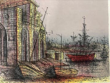 Jean Carzou (1907-2000) - Bateau devant un palais