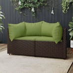 vidaXL Tuinhoekbanken met kussens 2 st poly rattan bruin, Verzenden, Nieuw