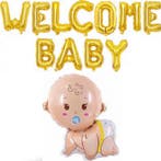 15-delige set Welcome Baby Girl met slingers en beren ballon, Verzenden, Nieuw, Geboortebord