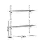 GGM Gastro | Dubbele RVS wandplank PREMIUM - 1500x400mm |, Verzenden, Nieuw in verpakking, RVS Meubilair