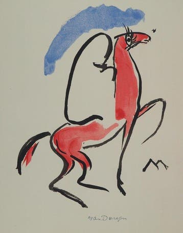 Kees Van Dongen (1877-1968) - Ecuyer au cheval rouge, Antiek en Kunst