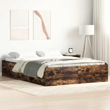 vidaXL Bedframe gerookt eikenkleurig 140x200 cm, Bruin, Verzenden, 140 cm, 200 cm