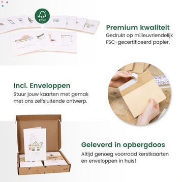2dekans | Partizzle 36x Luxe Kerstkaarten met Enveloppen Set, Diversen, Ophalen of Verzenden, Zo goed als nieuw