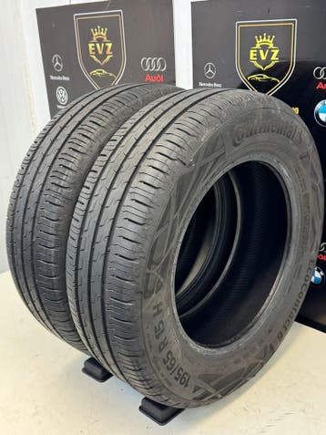 2 stuks 195/65R15 Continental Ecocontact6 zomerbanden 6,50mm, Gebruikt, 15 inch, Band(en), Personenwagen