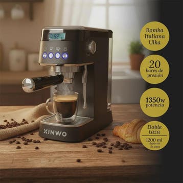 Volautomatische Espressomachine RVS - 1.2L, 20 Bar, Dubbele, Verzenden, Nieuw