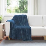vidaXL Gooi Deken Marineblauw 150 x 130 cm Fleece, Verzenden, Nieuw