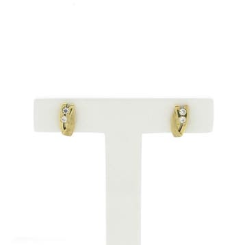 Gouden oorstekers met zirconia (Oorbellen), Gebruikt, Ophalen of Verzenden, Met edelsteen, Goud