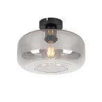 Art deco plafondlamp zwart met smoke glas - Bizle, Verzenden, Nieuw, Glas, Art Deco