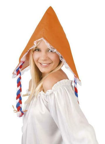 boerinnekapje oranje met rood, wit, blauwe staartjes, Kleding | Heren, Hoeden en Petten, Ophalen of Verzenden, Nieuw