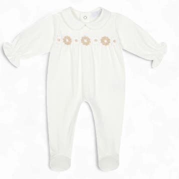 Deolinda baby meisjes boxpakje beige/wit bloemen - 50 (0-1, Ophalen of Verzenden, Nieuw
