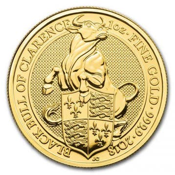Gouden Queens Beast Black Bull of Clarence 1 oz 2018, Verzenden, Losse munt, Goud