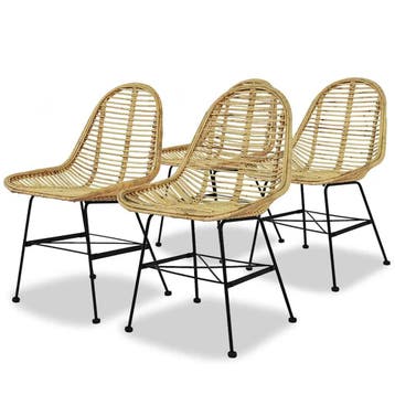 vidaXL Eetkamerstoelen 4 st natuurlijk rattan, Verzenden, Nieuw