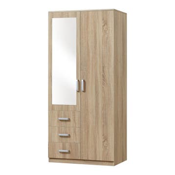 [en.casa] Kledingkast Bodolz 176x80x52 cm met 3 lades Sonoma, Verzenden, Nieuw