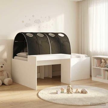 vidaXL Bed met Tunnel 3 st Wit en zwart Bewerkt hout, Verzenden, Nieuw, Bruin, Hout