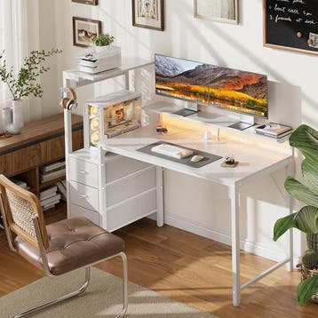 Gaming bureau - Gaming desk - Gaming tafel - 152x50 cm - Wit, Verzenden, Zo goed als nieuw