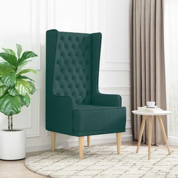 vidaXL Gecapitonneerde stoel met hoge rugleuning Donkergroen, Huis en Inrichting, Fauteuils, Verzenden, Nieuw