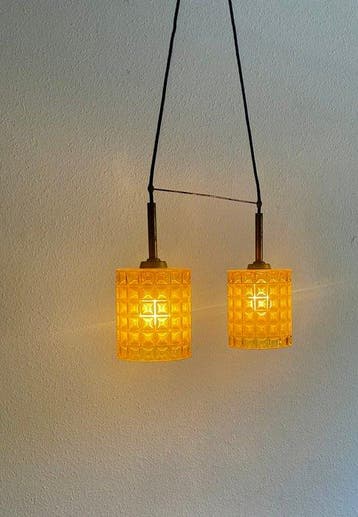 Plafondlamp - Glas, Messing, Antiek en Kunst