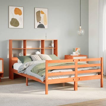 vidaXL Bed met boekenkast zonder matras hout wasbruin, Bruin, Verzenden, Overige maten, 200 cm