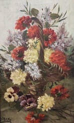 Fernández Martínez Checa (1858-1933) - Bodegón de flores, Antiek en Kunst, Kunst | Schilderijen | Klassiek