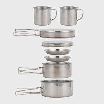 8-delige Camping Kookset RVS - Pannenset, Mokken en Borden v, Verzenden, Nieuw