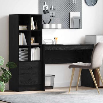 vidaXL Bureau Zwart Eiken 145,5 x 40 x 127 cm 2 st, Verzenden, Nieuw