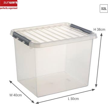 Sunware Q-line Opbergbox Transparant/Grijs 52 liter Set van, Ophalen of Verzenden, Nieuw