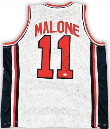 NBA - Karl Malone - Autograph - Witte aangepaste, Nieuw