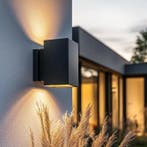 Solar LED wandlamp up downlight Sverre - recht, Tuin en Terras, Buitenverlichting, Zonne-energie, Verzenden, Minder dan 50 watt