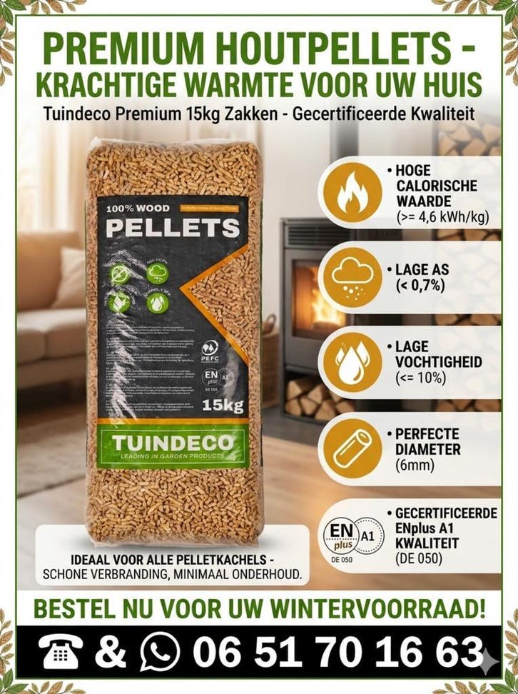 Houtpellets TUINDECO - ENplus a1, €6,75 per zak, Tuin en Terras, Haardhout, Overige houtsoorten, Ophalen of Verzenden