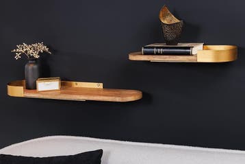 Moderne set van 2 wandplanken PURE NATURE 60cm goud, Ophalen of Verzenden, Nieuw