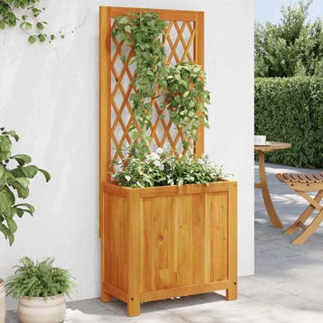 vidaXL Plantenbak met latwerk 55x29,5x132 cm massief, Verzenden, Nieuw, Hout, 60 cm of meer