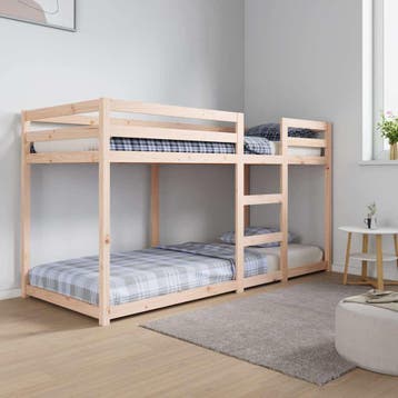 vidaXL Stapelbed massief grenenhout 80x200 cm, Eenpersoons, Bruin, Verzenden, Nieuw