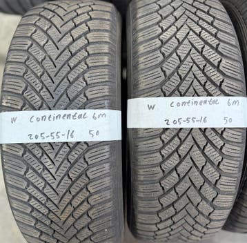 2x 205-55-16 Continental Winter 2x 6mm €50 PerBand 205 55 16, Ophalen, Gebruikt, 16 inch, Band(en)