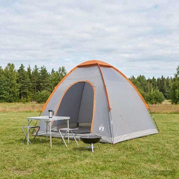 vidaXL Kamperen tent 2-persoons Grijs en Oranje, Verzenden, Nieuw, Tot en met 2