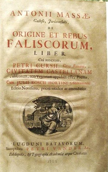 Massa Antonio. - De Origine et Rebus Faliscorum. - 1723, Antiek en Kunst