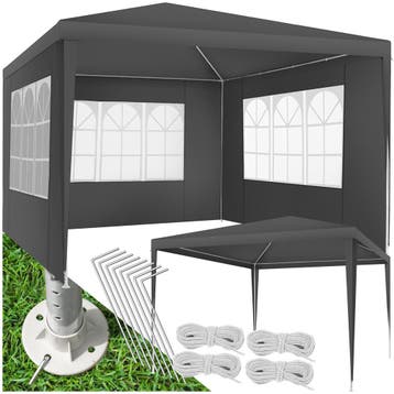 Paviljoen Barinas met 3 zijdelen, waterdicht, 3x3m - grijs, Tuin en Terras, Verzenden, Nieuw