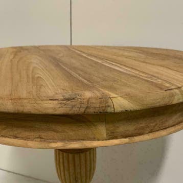 Ronde bijzettafel / wijntafel - 60 cm - Teakhout - TTM Wonen, Rond, Nieuw, Landelijk, 60 cm of meer