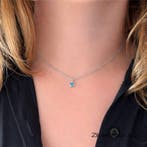 925 Zilveren geboorstesteen ketting, Verzenden, Nieuw, Zilver