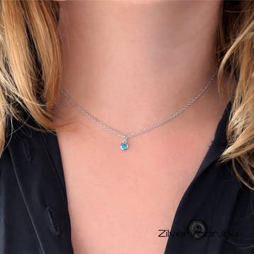 925 Zilveren geboorstesteen ketting, Sieraden, Tassen en Uiterlijk, Verzenden, Nieuw, Zilver