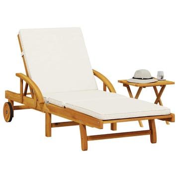 vidaXL Ligbed met kussen en tafel massief acaciahout, Verzenden, Nieuw