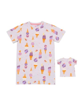 HEMA Kindernachthemd ijsjes met poppenpyjama paars van sale, Verzenden, Nieuw