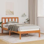 vidaXL Bedframe met hoofdeinde Wasbruin 90 x 190 cm Massief, Huis en Inrichting, Slaapkamer | Bedden, Verzenden, Nieuw, Bruin