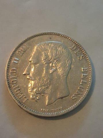 België. Leopold II. 5 Francs 1869 (Zonder minimumprijs)