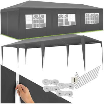 Paviljoen Miramas met 8 zijpanelen, waterdicht, 9x3m - grijs, Tuin en Terras, Partytenten, Verzenden, Nieuw