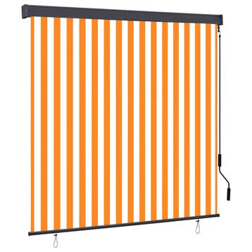 vidaXL Rolgordijn voor buiten 160x250 cm wit en oranje, Huis en Inrichting, Verzenden, Nieuw, Oranje