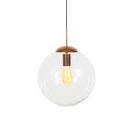 Art deco hanglamp koper met helder glas 30 cm - Ball 30, Verzenden, Nieuw, Glas, Modern