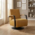 Leren draaifauteuil Mood - Granada Amber (cognac) -, Huis en Inrichting, Fauteuils, Nieuw, Ophalen of Verzenden, 50 tot 75 cm